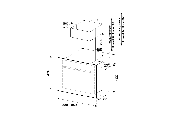 90 cm wandmodel glas | Bertazzoni