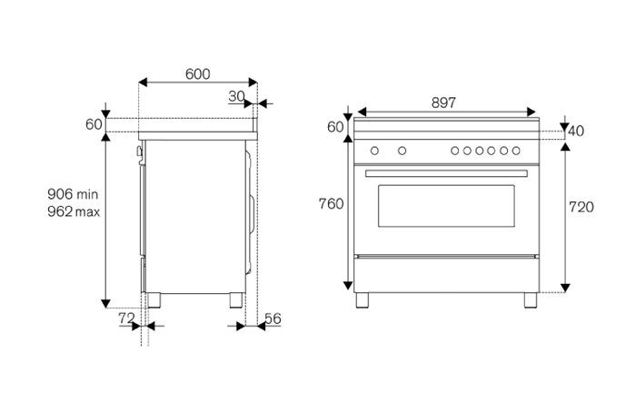 90 cm Gasfornuizen 6 Branders Elektrische Oven | Bertazzoni