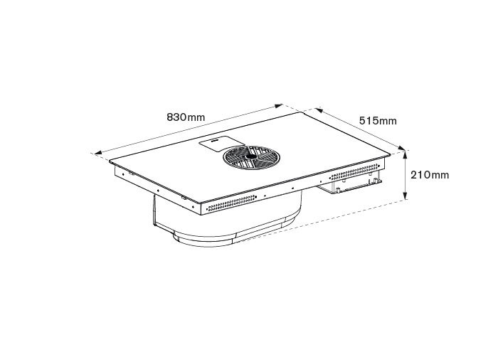 80 cm Inductiekookplaat met werkbladafzuiging | Bertazzoni