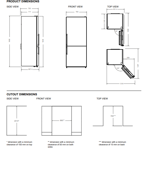 76 cm vrijstaande koel-vriescombinatie, roestvrijstaal | Bertazzoni