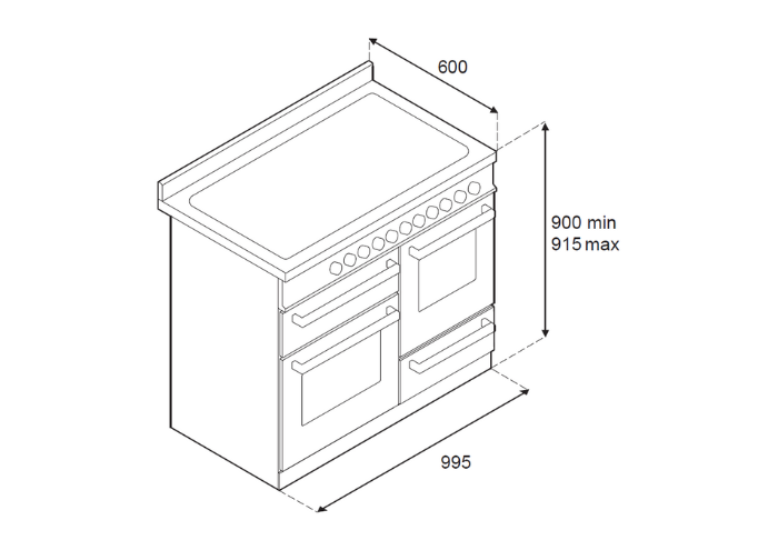 100 cm 5 inductie elektrische triple-oven top line | Bertazzoni