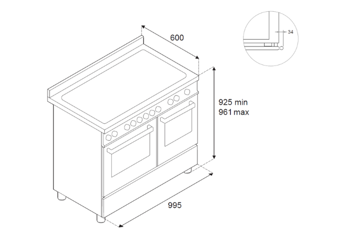 100 cm inductie top, elektrische dubbele oven | Bertazzoni